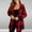 #010-Red, variant on Women Fall Coats Long Sleeve Plaid Fuzzy Shirt Open-Front Coat Long Fleece Jacket Gifts for Women