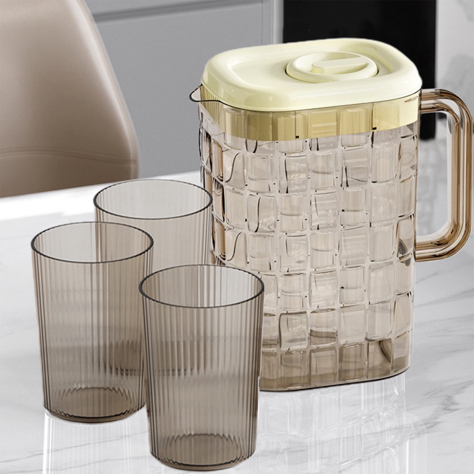 Acrylic Pitchers, Clear Plastic Pitcher with Removable Lid, Transparent Juice Jug Water Pitcher for Iced Tea, Lemonade, Cold or Hot Beverages, BPA-Free and Shatter-Proof