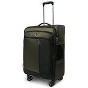 SwissTech Urban Trek 24" Check Soft Side Luggage, Olive (Walmart Exclusive), Dimensions (with wheels): 27"H x 17.5"W x 11"D