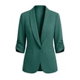 thumbnail image 6 of JOANKDMI Casual Open Front Blazers for Women Ruched 3/4 Sleeve Lapel Cardigan Tops Lightweight Business Office Work Jackets Outerwear Everyday Wear Basic Suits, 6 of 9
