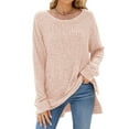 thumbnail image 2 of Womens Waffle Knit Tops Thermal Long Sleeve T Shirts for Women Slim Fitted Crew Neck Pullover Shirts Blouse, 2 of 3