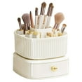 thumbnail image 1 of Square Makeup Organizer with Drawer 5 Slots Cosmetic Display Case (White), 1 of 9