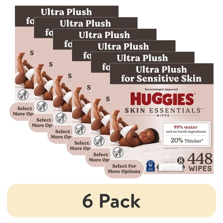 (6 pack) Huggies Skin Essentials Baby Wipes, 8 Pack, 448 Total Count (Select for More)