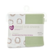 Parent's Choice 100% Cotton Fitted Crib Sheets for Baby Boys, Hedgehog Green, 2-Pack, Crib Bed