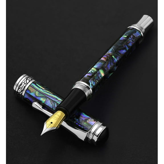 Xezo Xezo Maestro® Paua Abalone Sea Shell Fountain Pen (Fine Nib) - Platinum Plated
