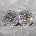 thumbnail image 3 of Pendientes con incrustaciones de destellos de circonitas redondas y llenos de diamantes, pendientes de temperamento elegantes para mujer, 3 of 6