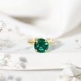 thumbnail image 4 of Rosec Jewels Certified Lab Grown Emerald Engagement Ring - 10 mm Round Emerald Solitaire Ring - AAAA Grade - with Jewelry Box, 14K Yellow Gold, US 4.50, 4 of 9