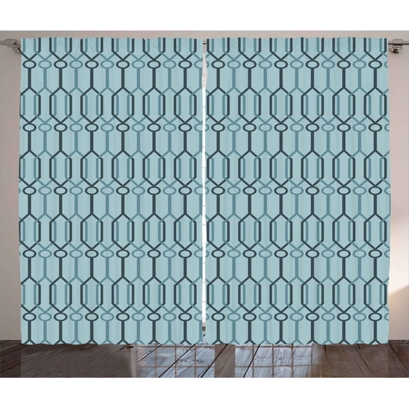 Ambesonne Turquoise Curtains 2 Panel Set, Moroccan Interior, 108" x 96", Slate Blue and Pale Blue