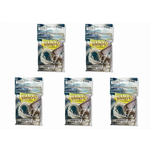 5 Packs Dragon Shield Inner Sleeve Clear Standard Size 100 ct Card Sleeves Value Bundle!