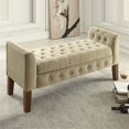 thumbnail image 2 of HomePop Banc de Rangement et Canapé en Velours Traditionnel en Brun, 2 of 15