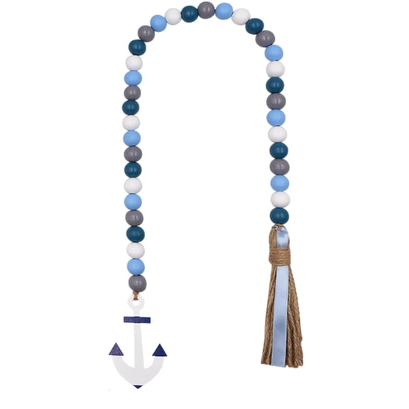 Ocean Wood Bead Garland: Farmhouse Style Beads with Tassels for Coastal Home Decor-Style:Style 3;