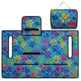 thumbnail image 4 of COEQINE Quilted Golf Cart Seat Cover, Folds Like a Bag with Handle for Easy Carry, Universal Fit 51.2"x30.3" for EZGO Yamaha Club Car 2-Seaters, 4 Pockets, Colorful Paw Print Blue, 4 of 8
