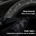thumbnail image 4 of Bling Fluffy Steering Wheel Cover for Women, Rhinestone Diamond Sparkling Fur Steering Wheel Protector Elastic Steering Wheel Covers Winter Warm Universal Fit 14-15 Inches, 4 of 6