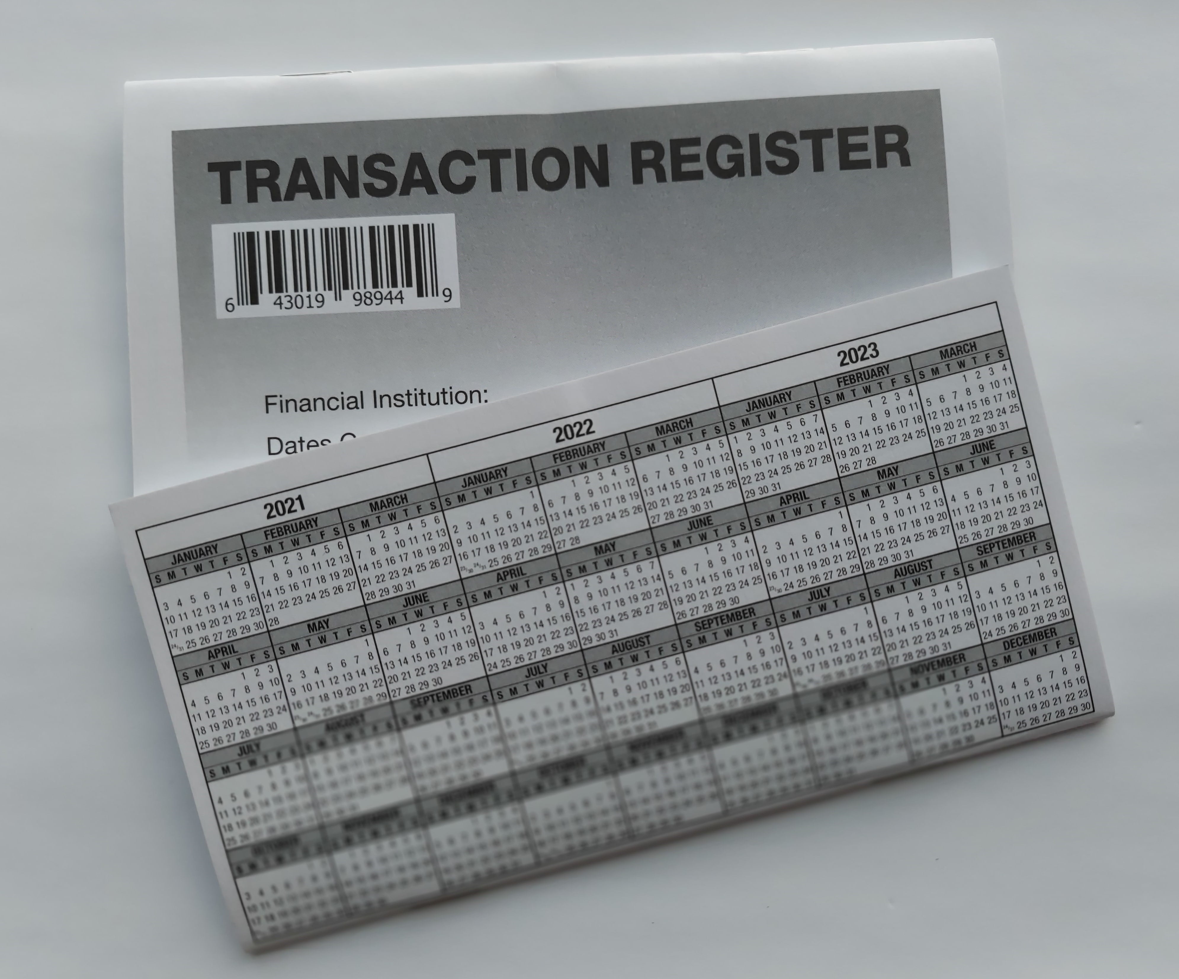 5 checkbook registers 20212223 calendar transactions checking