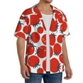 thumbnail image 2 of Fotbe Hand Drawn Tomatoes Camisa Estampada de Manga Corta para Hombre, Casual de Verano, Estilo Playero, Sin Arrugas-Small, 2 of 5