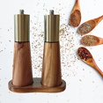 thumbnail image 1 of Gold Salt and Pepper Grinder Set,Salt and Pepper Grinder Set Wood,Gold Salt and Pepper Shakers, Modern Salt and Pepper Shakers, Pepper Mill with Ceramic Core,Pepper Grinder For Kitchen,Wood Tray, 1 of 4