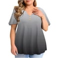 thumbnail image 2 of Birdeem Femmes Mode Décontractée Imprimé Manches Courtes Ample Grande Taille Volants Manches Courtes Hauts Blouse à Col en V, 2 of 6