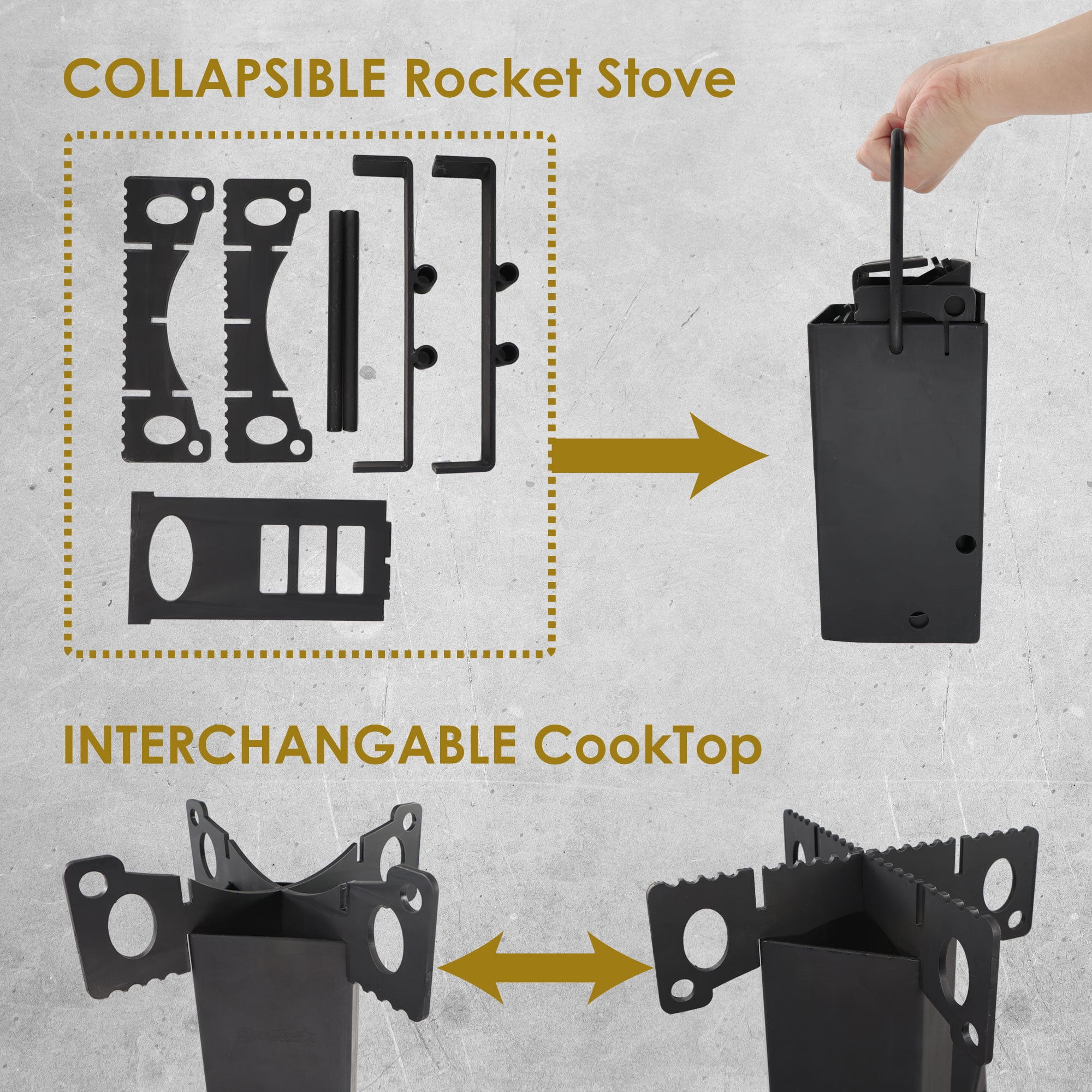 Collapsible Rocket Stove by StarBlue with FREE Carrying Bag