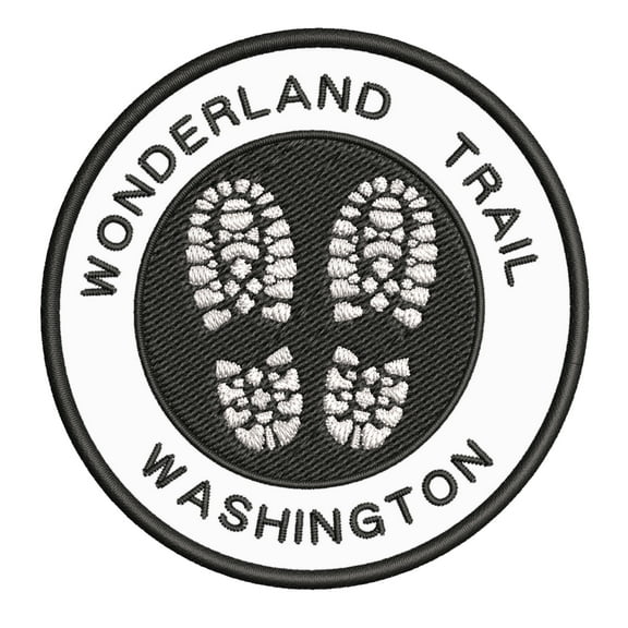 Go Trekking! At Wonderland Trail, Washington 3.5 Inch Iron Or Sew On Embroidered Fabric Badge Patch Hiking Trails Iconic Series