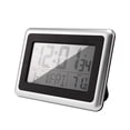 thumbnail image 2 of Atomic Digital Wall Clock, Large Lcd Display, Battery Operated, Indoor Temperature, Calendar, Table Standing, Snooze Without Back Light (Silver), 2 of 8