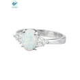 thumbnail image 2 of Deago Oval White Fire Opal Ring 925 Sterling Silver Gemstone Jewelry For Women (Size 8), 2 of 4