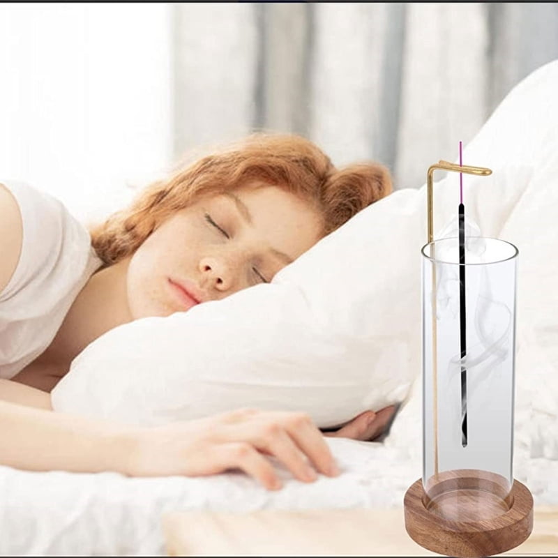 Incense Holder for Stick Anti-Ash Flying with Removable Glass Ash Catcher Mess-Free Incense Burners Meditation Home