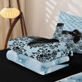 thumbnail image 5 of Manfei Retro Damask Baroque Zipper Twin Comforter Sets with Fitted Sheet and 2 Pillowcases,Black Dreamy Bowknot Zipper Bedding Set,Black Reversible,4 Pieces, 5 of 7