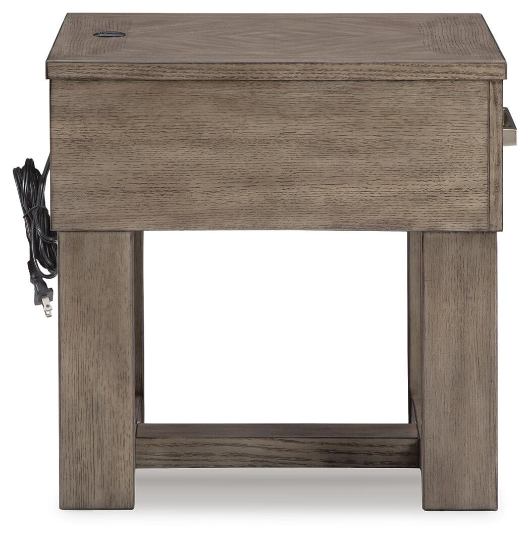 Signature Design by Ashley Loyaska End Table with USB Charging, Brown