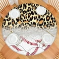 thumbnail image 2 of Leopard Print and Baseballs Pattern Round Fitted Tablecloth with Elastic Edge,Dining Table Cover Waterproof,Outdoor Round Tablecloth for Camping,Dining,Indoor and Outdoor, 2 of 7