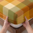 thumbnail image 3 of Cal.King Size Fitted Sheet Set - Orange Yellow Green Checkered 3 Piece Bedding Sets 16" Deep Pocket Fitted Sheet with 2 Pillowcases, Fall Gingham Plaid Brushed Microfiber Hotel Luxury Bed Sheets, 3 of 9
