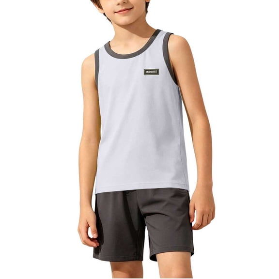 ATOGUTA Boys Summer Outfits Sleeveless Tank Tops and Workout Shorts Set 2 Piece Clothing Set Size 5T-17, Gray