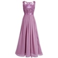 thumbnail image 4 of TTAO Women's Chiffon Floral Lace Wedding Bridesmaid Maxi Dress Evening Party Prom Gowns Plum 8, 4 of 7