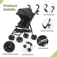 thumbnail image 5 of Baby Stroller, Umbrella Stroller with Foldable Pushchair with Adjustable Canopy, Folding Infant Newborn Pram Stroller with Storage Basket, Cup Holder, Suspension Wheels for Infants (Black), 5 of 6