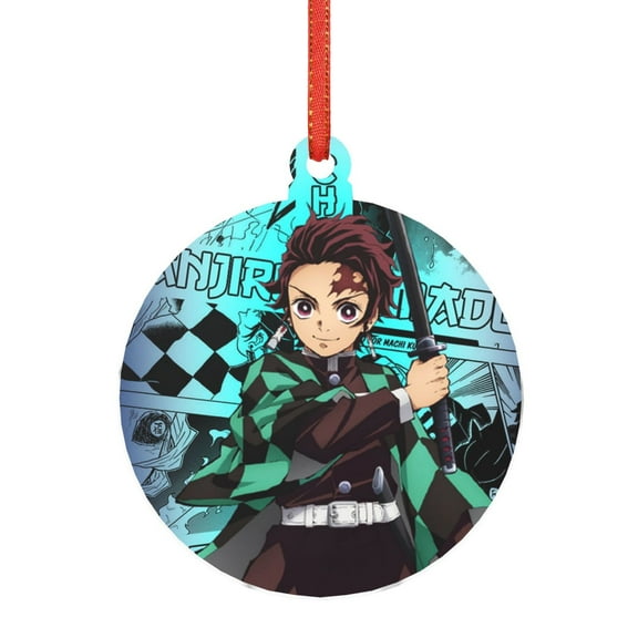 Demon Slayer Acrylic Ornament Decorative Christmas Hanging Pendant For Home Decor, Christmas Tree, Party Round Shape