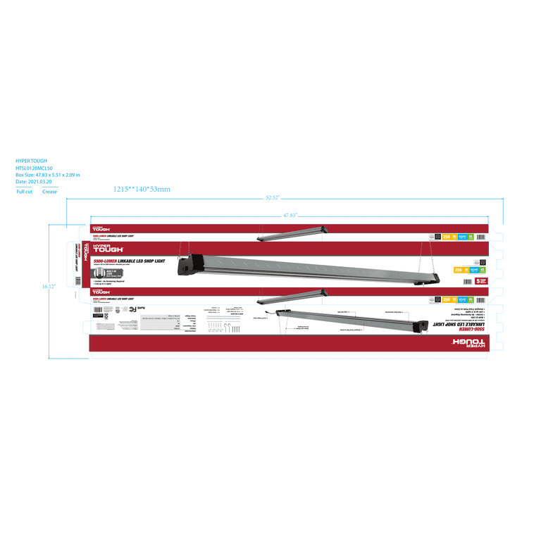 Hyper Tough 5500 Lumen Plate Integrated LED Shop Light Linkable