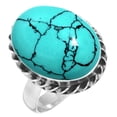 thumbnail image 1 of 925 Sterling Silver Ring For Women - Men Blue Turquoise Gemstone Silver Ring Size 7 December Birthstone Simple Silver Ring Size 7 Anniversary - Gift For Wife Gemstone 925 Silver Jewelry, 1 of 6