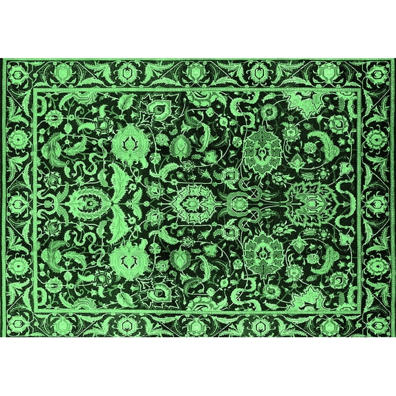 Ahgly Company Indoor Rectangle Oriental Emerald Green Industrial Area Rugs, 5' x 7'