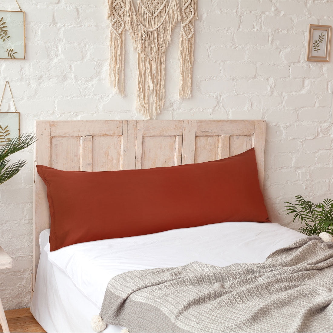 Unique Bargains 2 Packs Brushed Microfiber Body Pillowcase Orange 20" x 54"