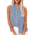 thumbnail image 4 of TODOZO Womens Button Down Shirts Breathable Loose Short Sleeve Cotton Linen Summer Causal Blouses Tops Shirts for Sleeveless Collared Tops Oversized Up Blouses Work Shirts Casual Summer Tshirt, 4 of 8