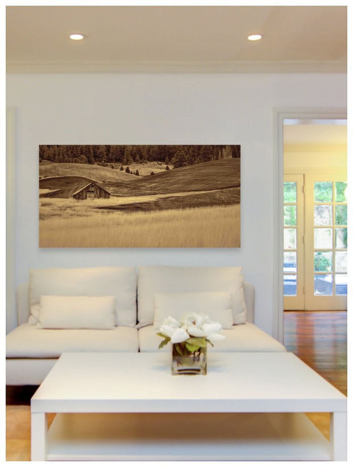 "Brown Barn in the Blonde Grasses" Painting Print on Canvas