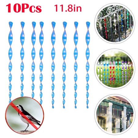 Reflective Scare Spiral Rods Hanging Decorative Device to Keep Birds Away from Garden House (10 Pieces)