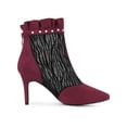 thumbnail image 3 of Unique Bargains Women's Mesh Stiletto High Heels Ruffle Prom Ankle Boots Burgundy 10, 3 of 7