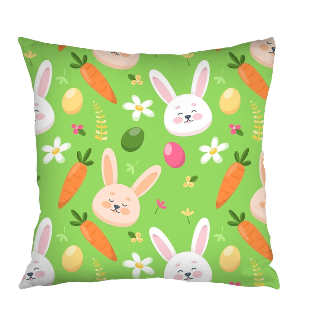 Dicasser 1 Pc Happy Easter Pillow Covers Easter Bunny Cushion cover