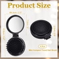 thumbnail image 2 of Uxcell 6 Pcs Mini Compact Travel Hair Brush, Round Folding Hairbrush Pocket Hair Brush with Mirror, Compact Massage Comb for Purse, Women Girls Travel Daily Use, Black, 2 of 7