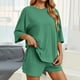 thumbnail image 2 of Conjunto deportivo para mujer: camiseta de cuello redondo y pantalones cortos deportivos. Poliéster transpirable. Lavable a máquina. Primavera/verano. XS-XXXXL., 2 of 7