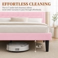 thumbnail image 6 of DEALTOPS Full Size Velvet Platform Bed Frame, Upholstered Tufted Headboard, No Box Spring, Pink, 6 of 7