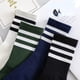 thumbnail image 2 of pares de calcetines lindos a rayas para hombres y mujeres, calcetines de tubo medio para primavera y verano, calcetines deportivos de algodón de cintura alta, 8 Pares Negro+Blanco, M, 2 of 3