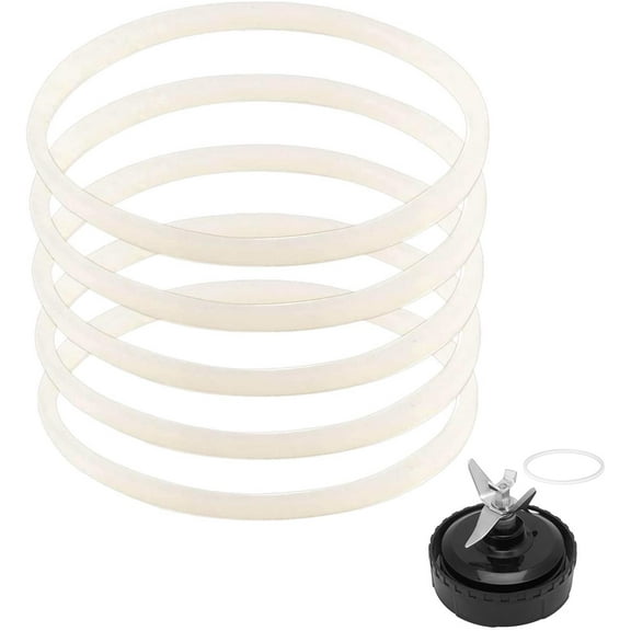 5 Pack Rubber Gaskets Replacement Seal White O-Ring for Nutri Ninja Pro Blender Blade Replacement for Ninja BL660 1100w BL770 1500w BL663 BL740 BL773CO BL780 BL780CO (3.22 inch Gaskets)