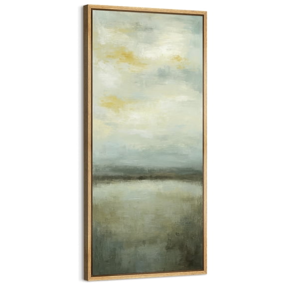 Large Framed Canvas Art Abstract Sky Landscape Print for Vintage Living Room Bedroom Wall Decor - 60"x30" Natural Framed
