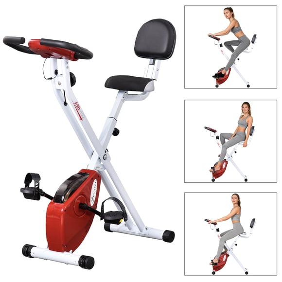Soozier Foldable Exercise Bike with 8 Levels of Magnetic Resistance